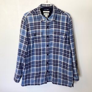 L.L.Bean Plaid Fleece Lined Button Up Flannel Shirt / Shacket - Blue - L